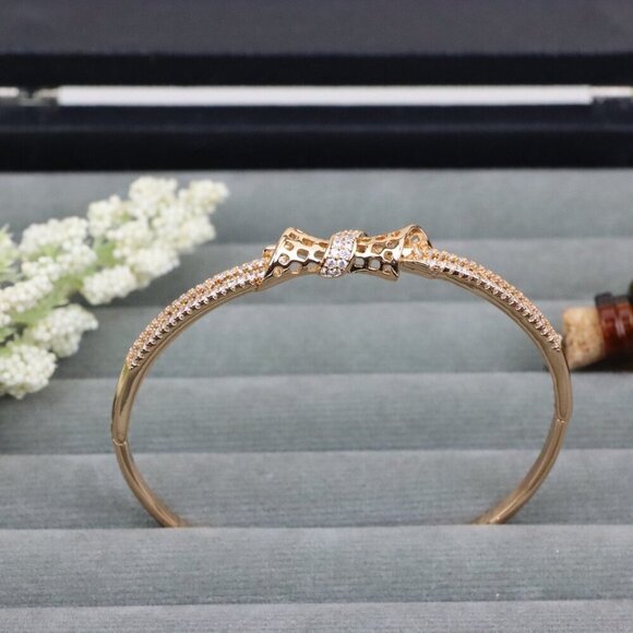Rose Gold Bangle with Sparkling Bow Design, XPBL0574 - Picture 12 of 12